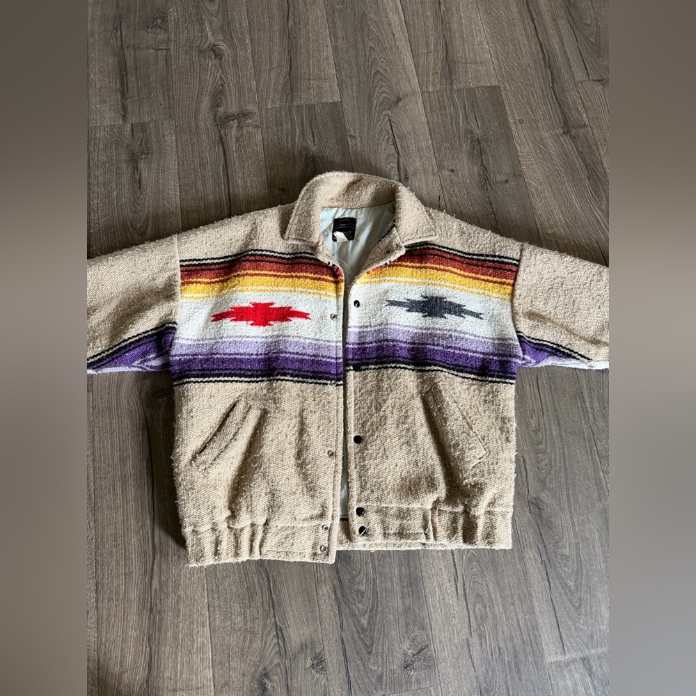 Vintage Cowboy Connection Blanket Western Jacket Aztec Print  Size L